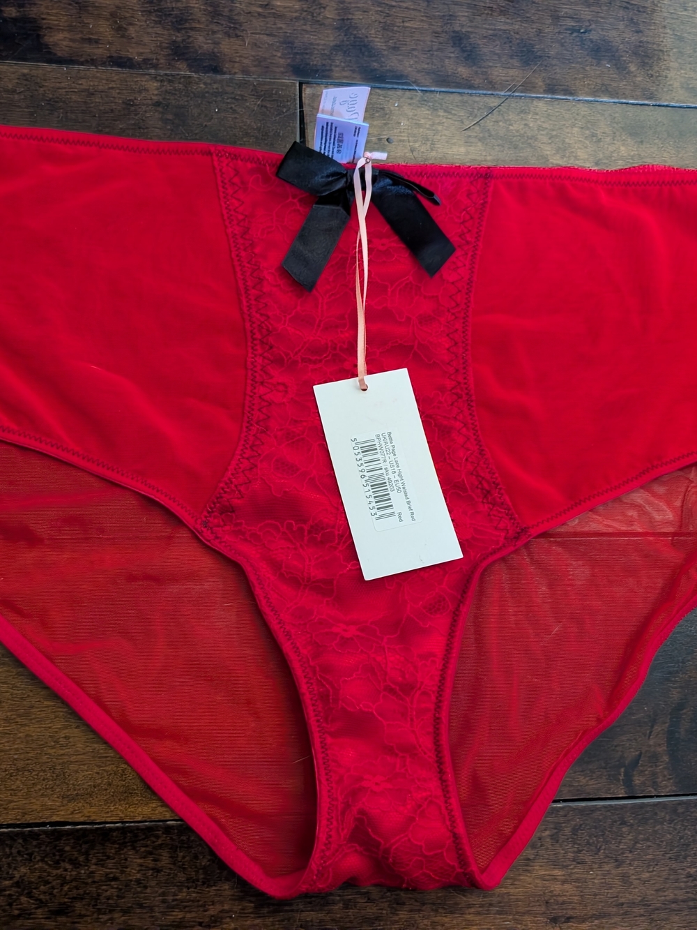 Bettie Page Lingerie Playful Promises Elsie red high waisted brief panty 18 XXL - Picture 2 of 3